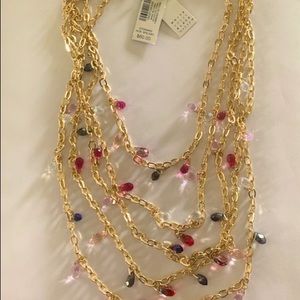 New White House Black Market Gold Crystal Necklace